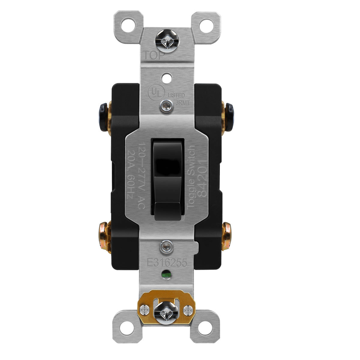 Enerlites Comm Hd Antimicrobial Toggle Switch 4W 20A 120/277V White 84201A-BK