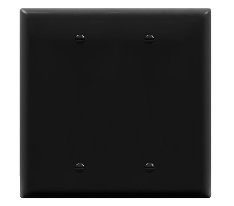 Enerlites Mid-Size 2-Gang Blank Wall Plate Black 8802M-BK