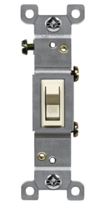 Enerlites Resi Toggle Switch Single Pole 15A 120/277V Light Almond 88115-LA