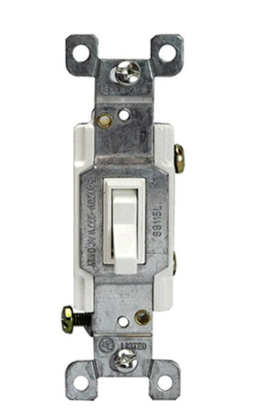 Enerlites Resi Toggle Switch Single Pole 15A 120/277V White 88115-W