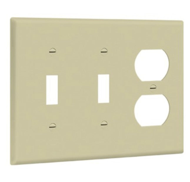 Enerlites Standard 3-Gang 2 Toggle 1 Duplex Wall Plate Ivory 881221-I