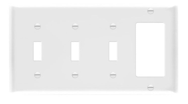 Enerlites Standard 4-Gang 3 Toggle 1 Decorator/GFCI Wall Plate White 881331-W