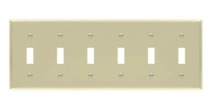 Enerlites Standard 6-Gang Toggle Wall Plate Ivory 8816-I