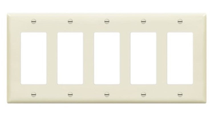 Enerlites Standard 5-Gang Decorator/GFCI Wall Plate Light Almond 8835-LA