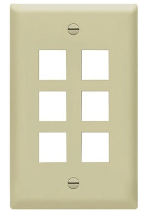 Enerlites Multimedia Face Plate 1-Gang 6-Port Plate Ivory 8876-I