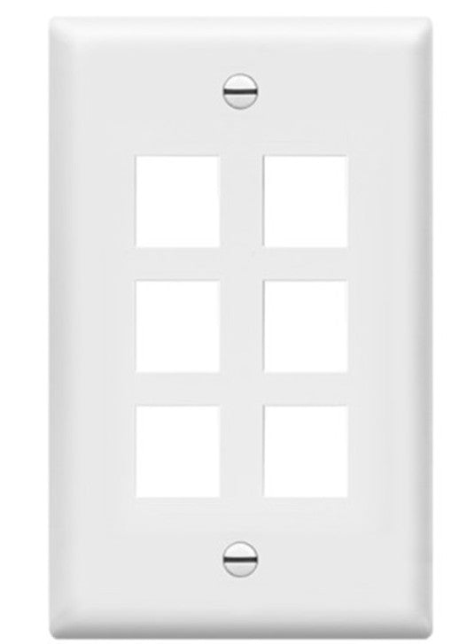 Enerlites Multimedia Face Plate 1-Gang 6-Port Plate White 8876-W