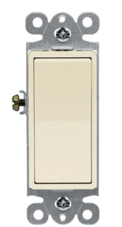 Enerlites Resi Decorator Switch Quiet 15A Single Pole 120-277V Light Almond 91150-LA