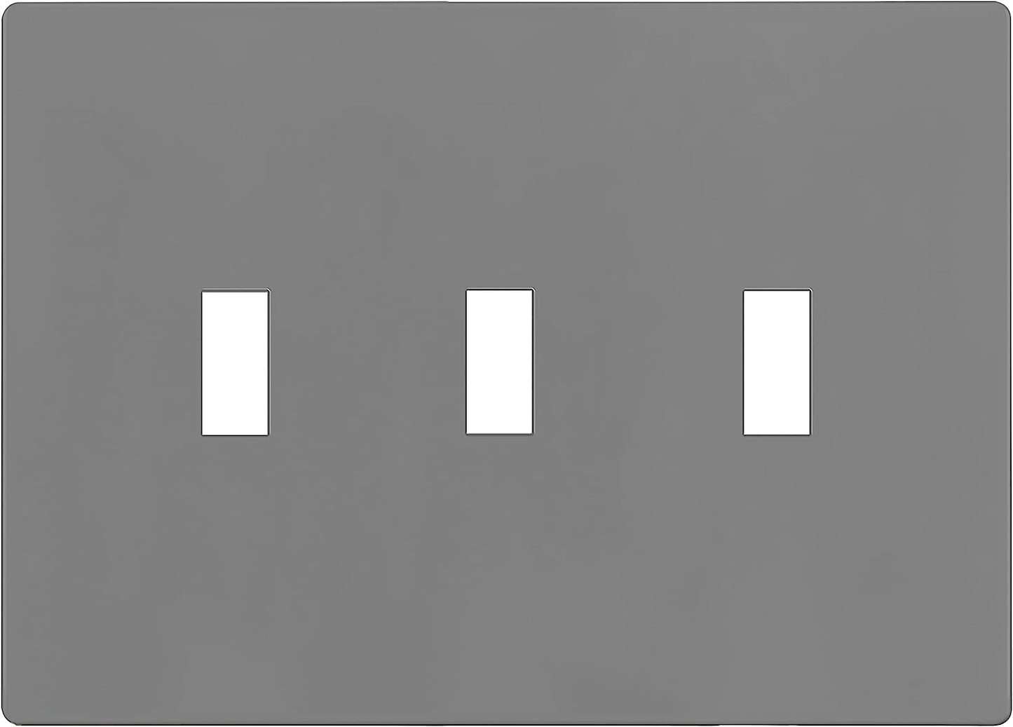 Enerlites Standard Snap In Screwless 3-Gang Toggle Wall Plate Gy SI8813-GY