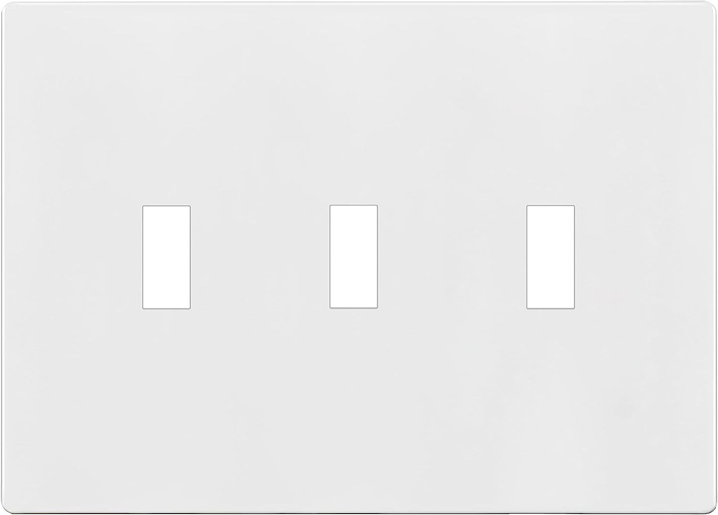 Enerlites Standard Snap In Screwless 3-Gang Toggle Wall Plate White SI8813-W
