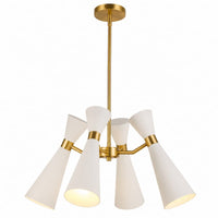 Alora Mood Blake CH574424WHAG 24-Inch 4-Light Chandelier in White with Aged Gold Accents and Sculptural Steel Shades