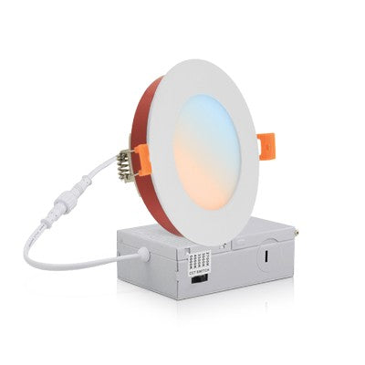Lighting Spot 26 4 in. 9W 5CCT Selectable (27K/30K/35K/40K/50K) Round White LED Recessed Downlight LSRC-4RFR5CCT