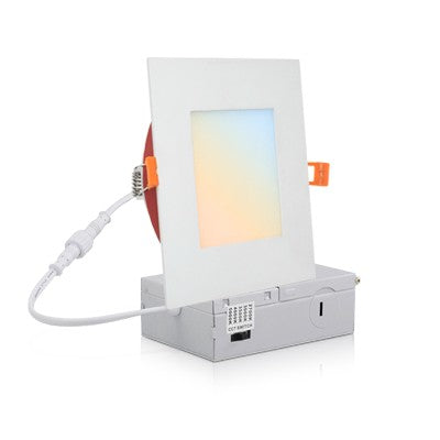 Lighting Spot 26 4 in. 9W 5CCT Selectable (27K/30K/35K/40K/50K) Square White LED Recessed Downlight LSRC-4SFR5CCT