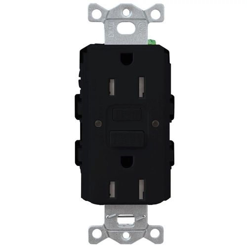 Lutron Claro GFCI receptacle in Black