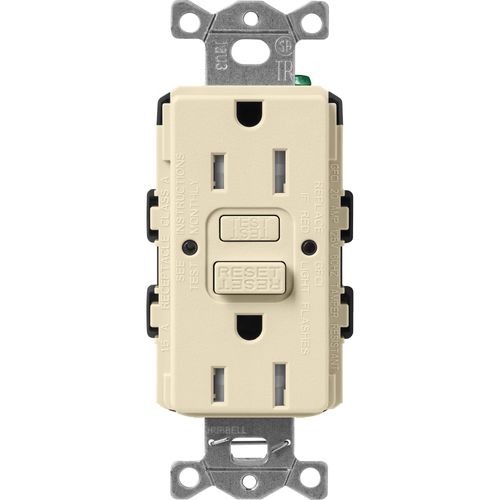 Lutron Claro GFCI receptacle in Sand