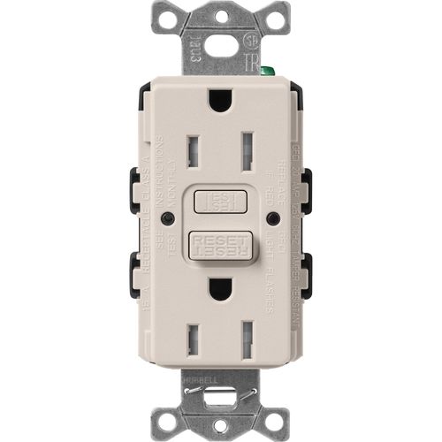 Lutron Claro GFCI receptacle in Taupe