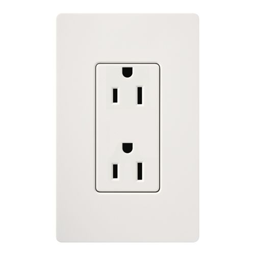 Lutron Claro 15 A duplex receptacle in Snow White