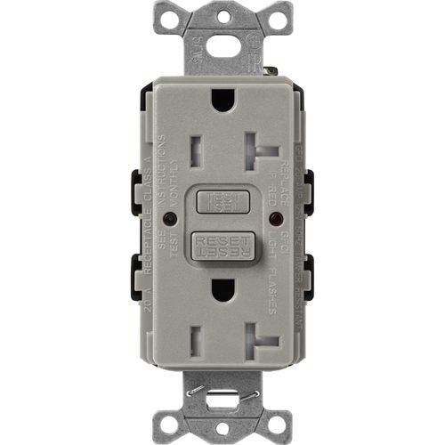 Lutron Claro GFCI receptacle in Cobblestone