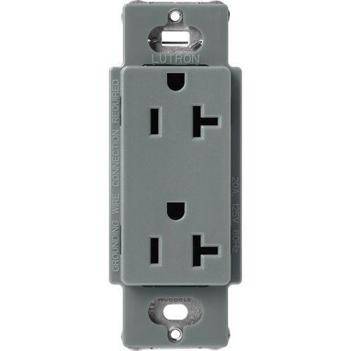 Lutron Claro 20 A duplex receptacle in Slate