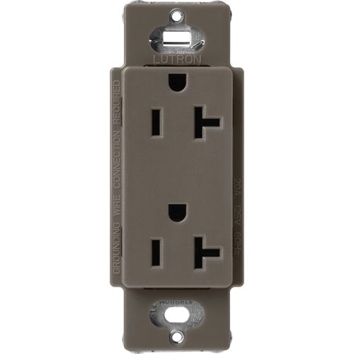 Lutron Claro 20 A duplex receptacle in Truffle