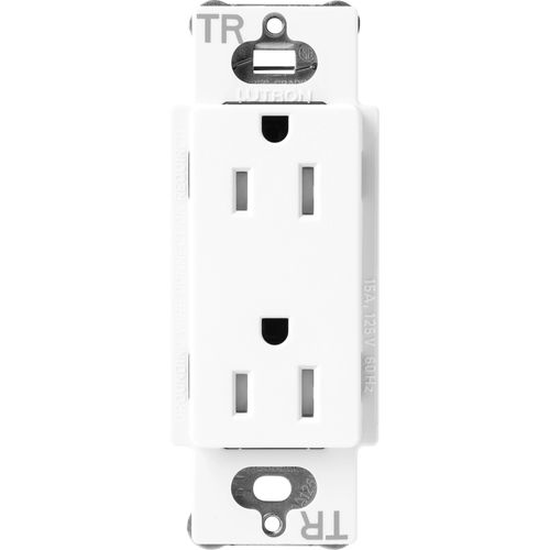 Lutron Claro 15 A tamper-resistant duplex receptacle in Brilliant White
