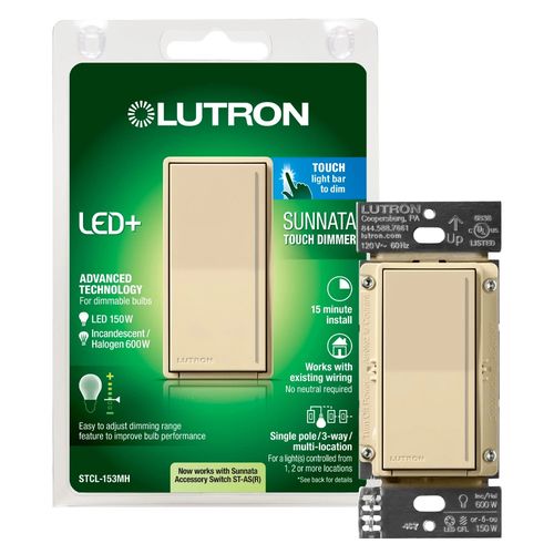 Lutron Sunnata LED+ dimmer switch in Ivory