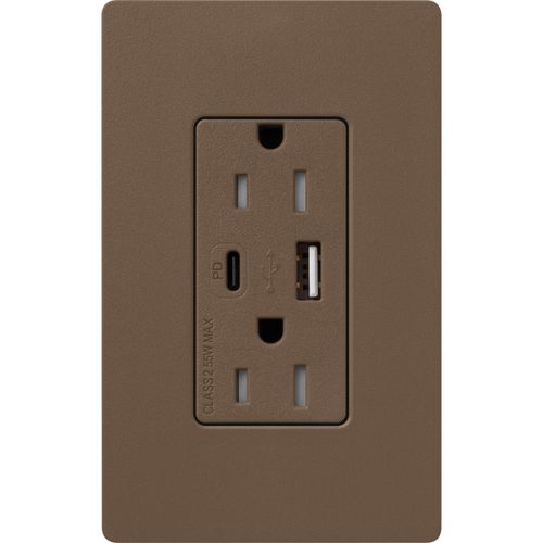 Lutron Claro USB charging receptacle in Espresso
