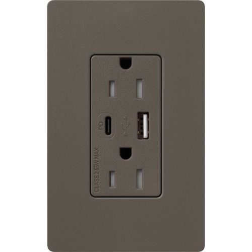 Lutron Claro USB charging receptacle in Truffle