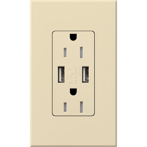 Lutron Architectural USB charging receptacle in Beige