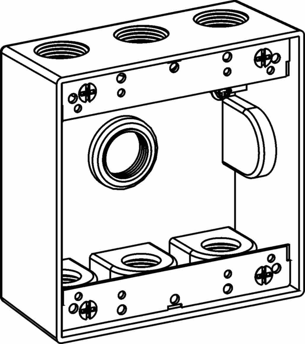 Orbit 2-Gang Gray Weatherproof Box 7 Hub 3/4 in 2 in Deep 2B75-7 - SKU 2B757
