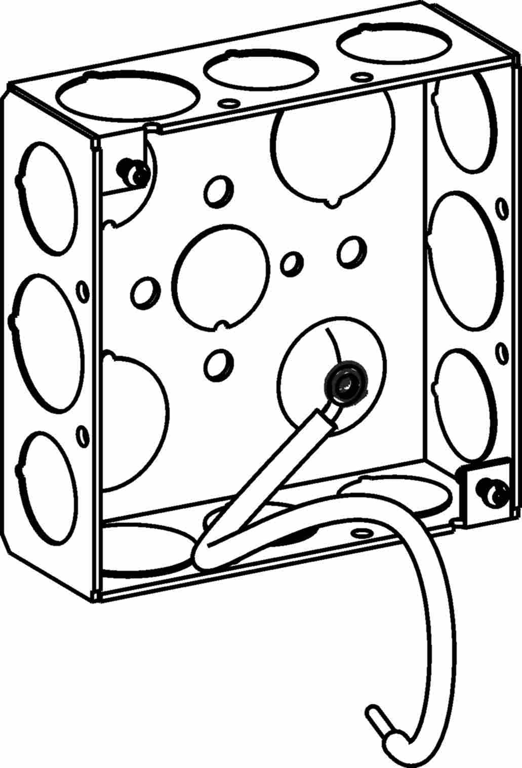 Orbit 4 in Square 1-1/2 in Deep 4S Square Steel Box With Pigtail 4SB-50/75-PT