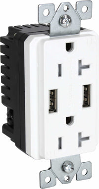 Orbit 20A 5V Decorative USB Tamper Resistant Receptacle DRU20TR