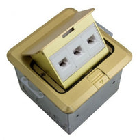 Orbit Floor Box Popup with Low Voltage(RJ45), Square Cover, Brass FLBPULSBR