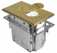 Orbit Floor Box Round 1 G with Duplex Recep(T.R.), Adjust.Box, Brass FLBR1GBR