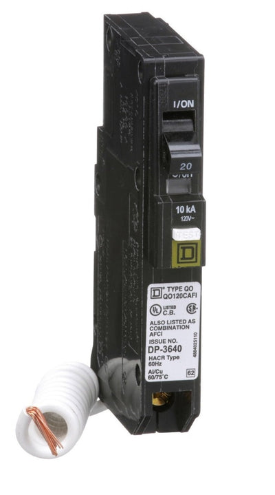 Square D 20 Amp 120V 1 Pole QO Series Combination Arc Fault Circuit Breaker