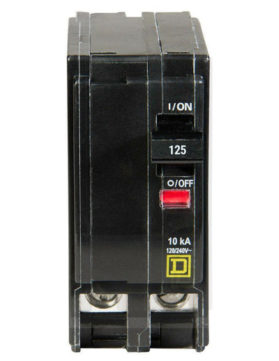Square D 125 Amp 120/240V 2 Pole Circuit Breaker Plug-In 22kA Interrupt Rating