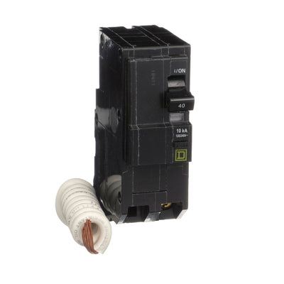 Square D QO 40 Amp 2 Pole 120/240V Plug-On Miniature Circuit Breaker, Thermal Magnetic Trip, 10kA Interrupt Rating, QO Series
