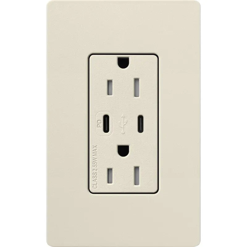 Lutron Claro USB charging receptacle in Pumice