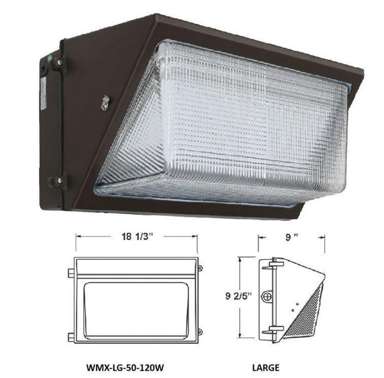 Westgate 120-277V 50W/80W/100W/120W 130 LM/W 4000K Dark Bronze LED Non-Cutoff Wall Pack WMX-LG-50-120W-40K