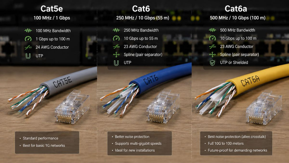 Cat5e vs Cat6 vs Cat6a Cable Explained