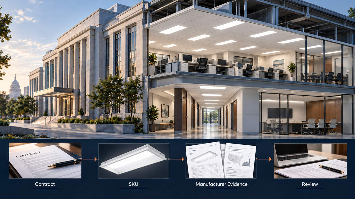 Federal lighting procurement workflow with LED troffers