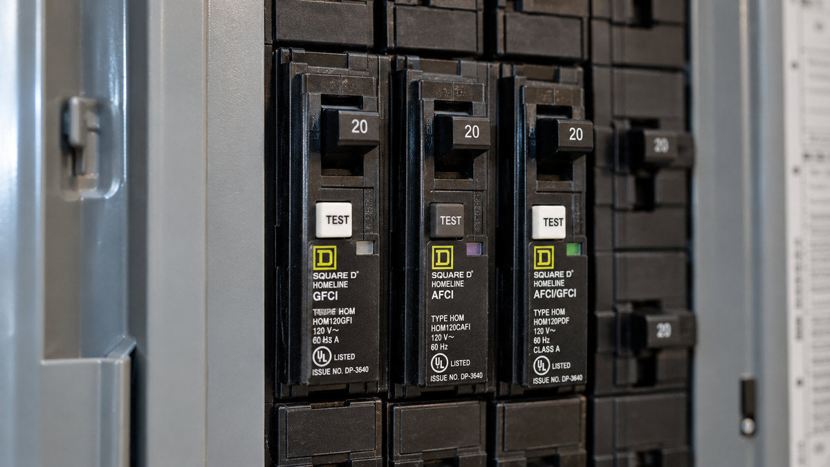 GFCI, AFCI and dual-function breakers installed in panel