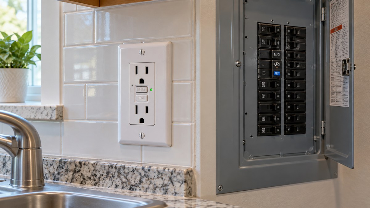GFCI outlet and AFCI breaker comparison
