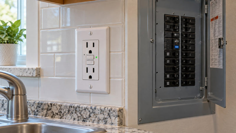GFCI outlet and AFCI breaker comparison