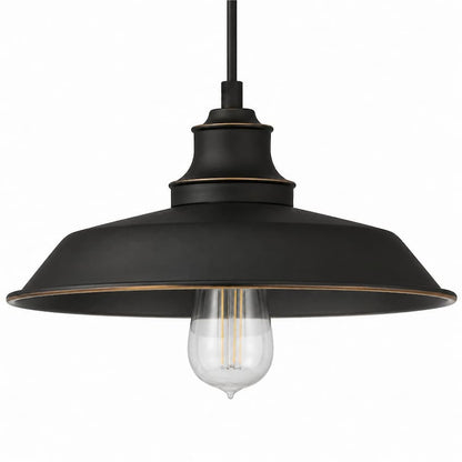 Westinghouse Lighting 6344700 Iron Hill pendant light with 12-inch metal shade, vintage industrial design and adjustable braided cord