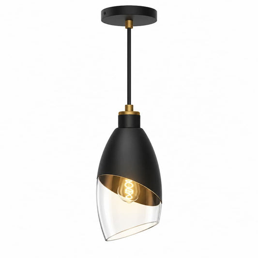 Alora Mood Capri PD587105MBCL 5-Inch Pendant Light in Matte Black with Clear Glass Shade