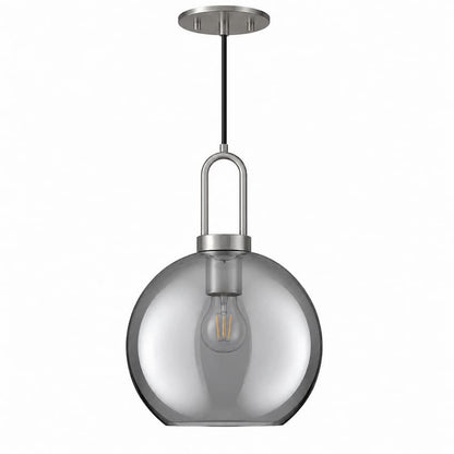 Alora Mood Soji Collection PD601710BNSM 1-Light Pendant with Brushed Nickel Steel Frame, Smoked Solid Glass Shade and E26 Bulb Base