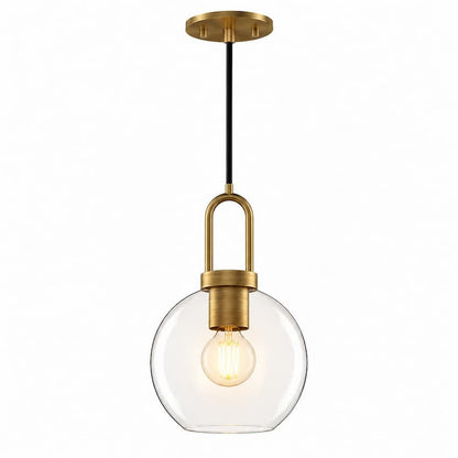 Alora Mood Soji PD601608AGCL 8-Inch Pendant Light in Aged Gold Finish with Clear Glass Globe Shade