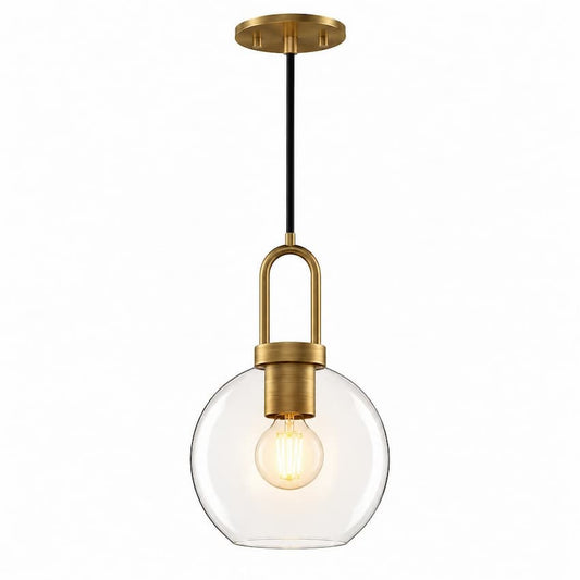 Alora Mood Soji PD601608AGCL 8-Inch Pendant Light in Aged Gold Finish with Clear Glass Globe Shade