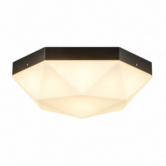 Alora Mood Krysta FM424512MBOP 12-Inch 2-Light Flush Mount in Matte Black with Opal Glass Shade