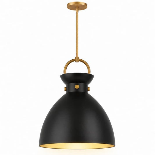 Alora Mood Waldo PD411318AGMB 18-Inch Pendant Light in Aged Gold and Matte Black Finish with Dome-Shaped Steel Shade